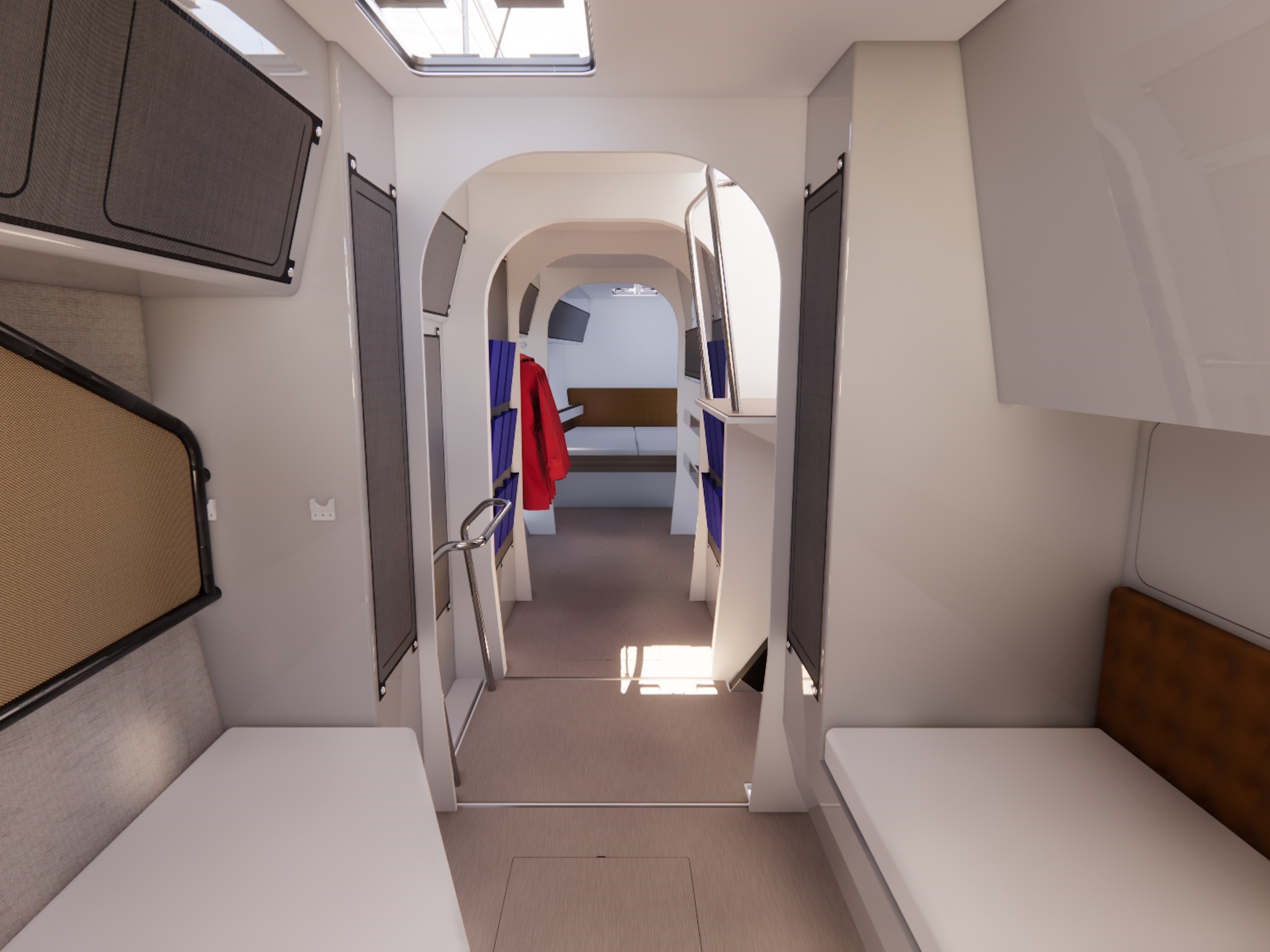 View of the spacious hull interiors.