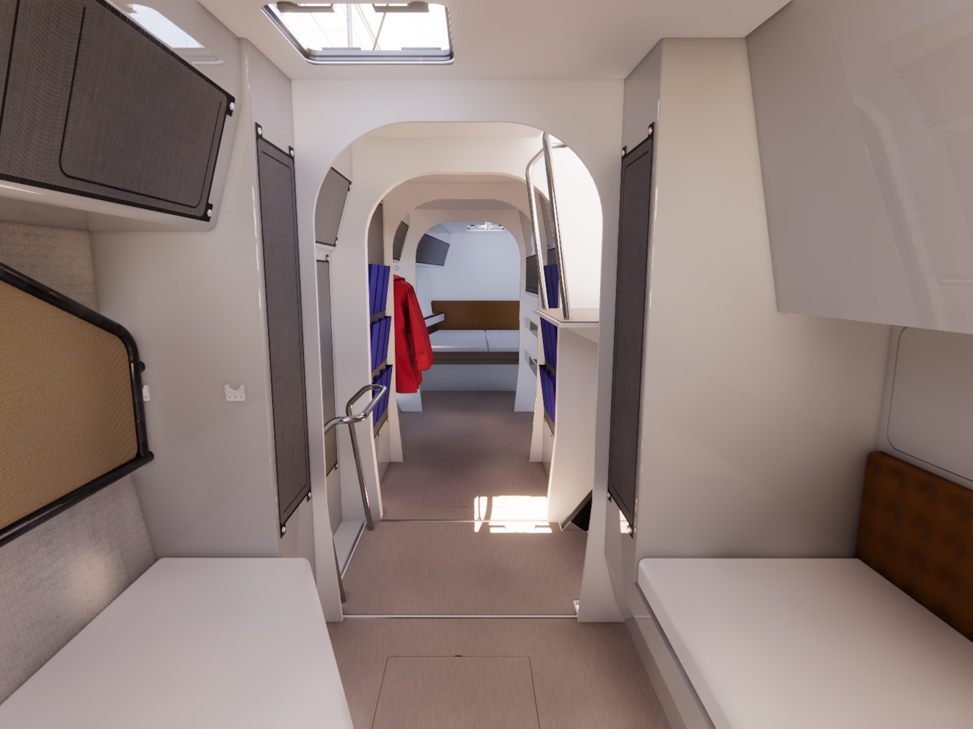 The heads are a spacious wet room allowing comfortable access.