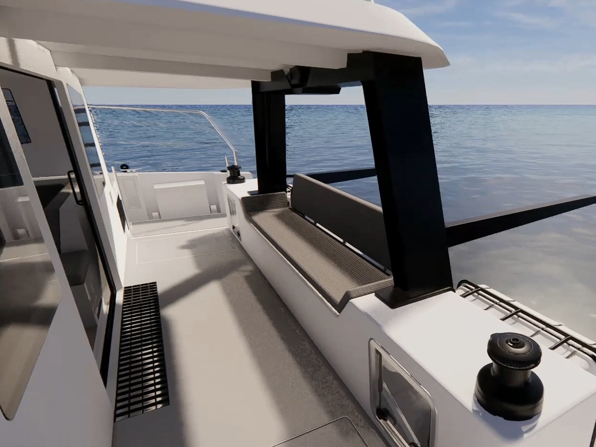 Spacious companionway and exterior rest area on the new Dazcat.