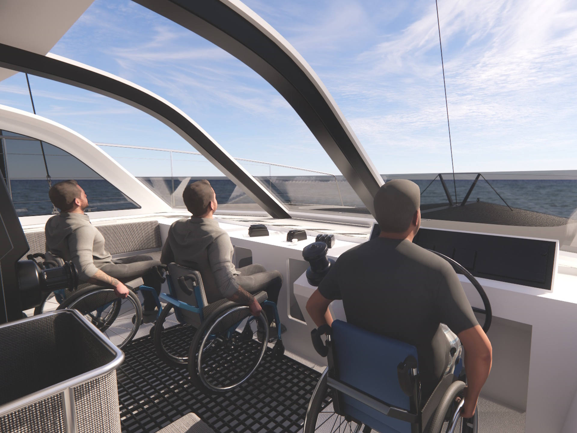 The huge forward cockpit on the new DSA Dazcat gives all round views and protection from the weather with accessible controls.