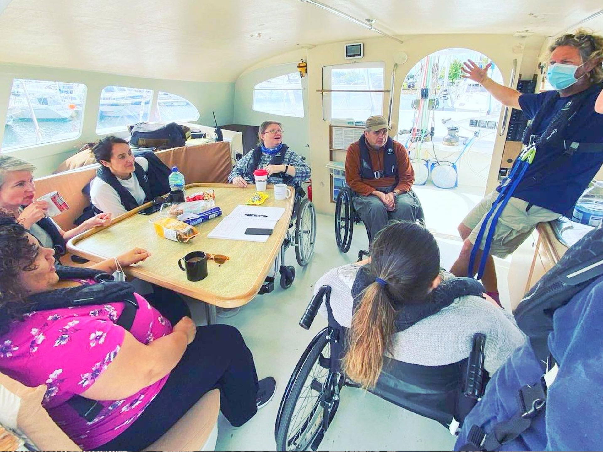 John the DSA skipper giving a briefing to a group from the MS Society.